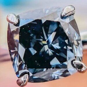 8 MM 2.49 Carat Cushion & Portuguese Cut Gray Color Cushion Cut Moissanite Ring